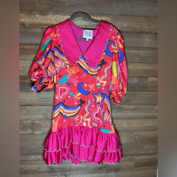 Alden Adair Dresses & Skirts - Alden Adair Piper Stargazing Hot Pink Multi Color Funky Dress Women’s Size XS